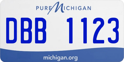 MI license plate DBB1123