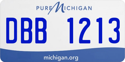 MI license plate DBB1213