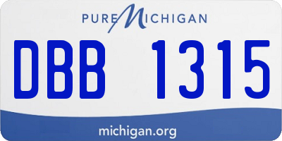 MI license plate DBB1315