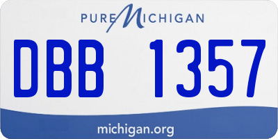 MI license plate DBB1357