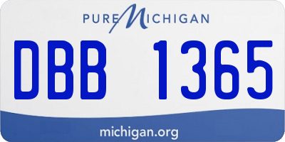 MI license plate DBB1365