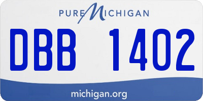 MI license plate DBB1402