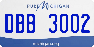 MI license plate DBB3002
