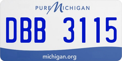 MI license plate DBB3115