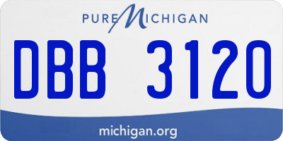 MI license plate DBB3120
