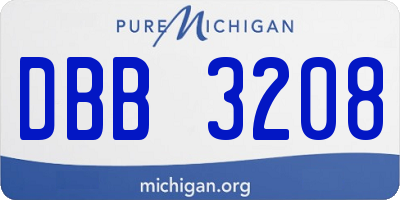 MI license plate DBB3208