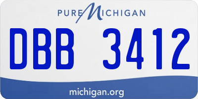 MI license plate DBB3412