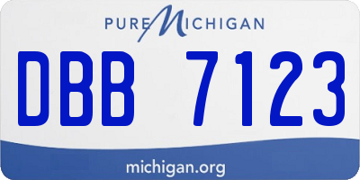 MI license plate DBB7123