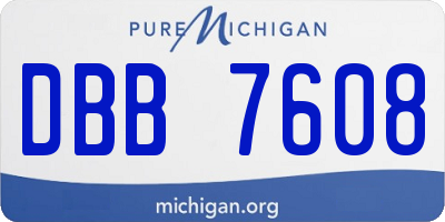 MI license plate DBB7608