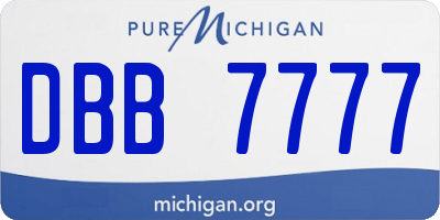 MI license plate DBB7777