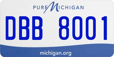 MI license plate DBB8001