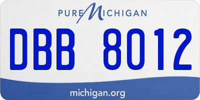 MI license plate DBB8012