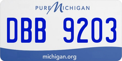 MI license plate DBB9203