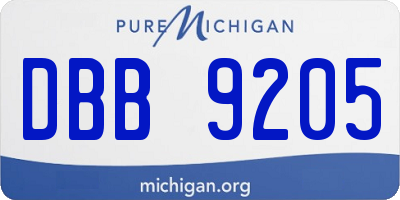 MI license plate DBB9205