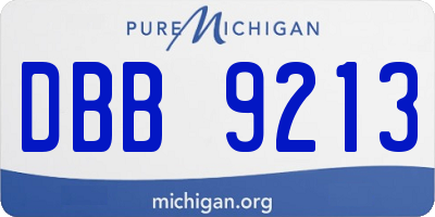 MI license plate DBB9213