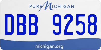 MI license plate DBB9258