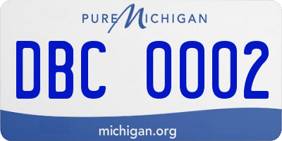 MI license plate DBC0002