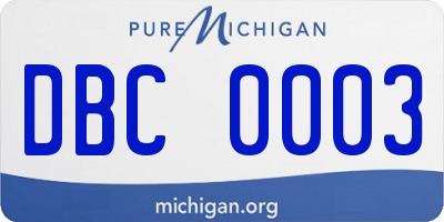 MI license plate DBC0003