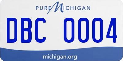 MI license plate DBC0004