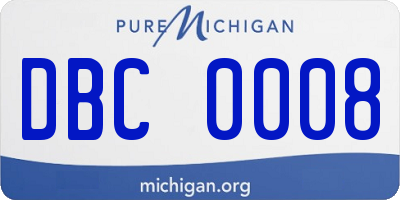 MI license plate DBC0008