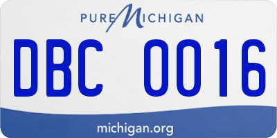MI license plate DBC0016