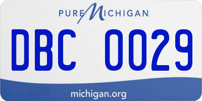 MI license plate DBC0029