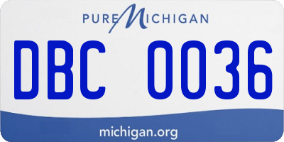 MI license plate DBC0036