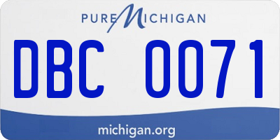 MI license plate DBC0071