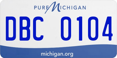 MI license plate DBC0104
