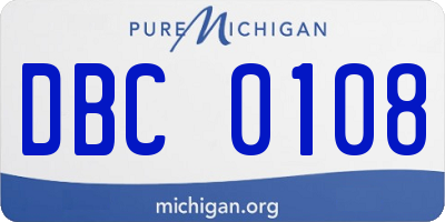 MI license plate DBC0108