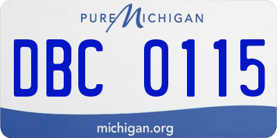 MI license plate DBC0115
