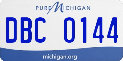 MI license plate DBC0144