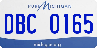 MI license plate DBC0165