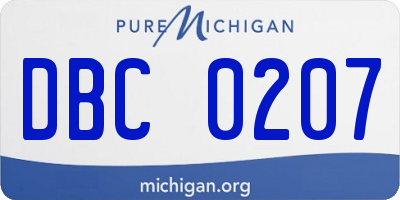 MI license plate DBC0207