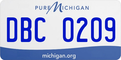 MI license plate DBC0209