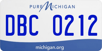 MI license plate DBC0212
