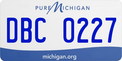 MI license plate DBC0227