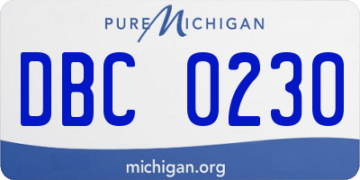 MI license plate DBC0230