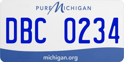 MI license plate DBC0234