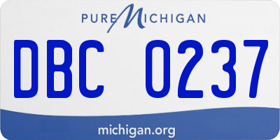 MI license plate DBC0237