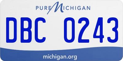 MI license plate DBC0243