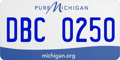 MI license plate DBC0250