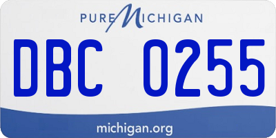 MI license plate DBC0255