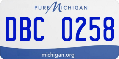 MI license plate DBC0258