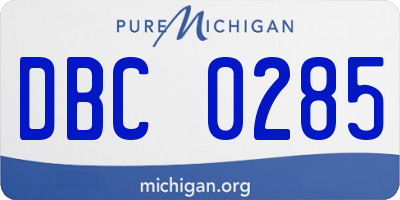 MI license plate DBC0285