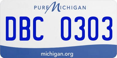 MI license plate DBC0303