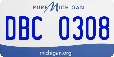 MI license plate DBC0308