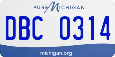 MI license plate DBC0314