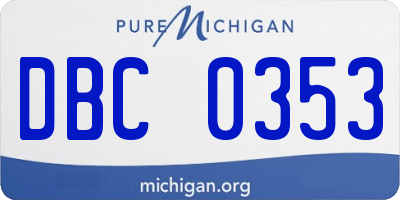 MI license plate DBC0353