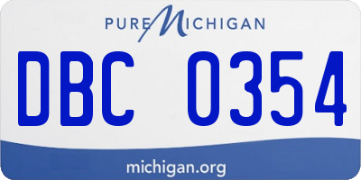 MI license plate DBC0354